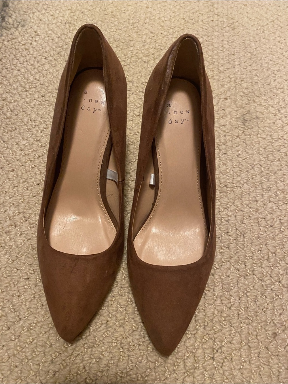 a new day Brown Suede Pointed-Toe Heels